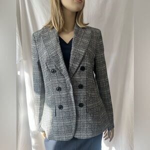 Marc Cain Black and White Plaid Blazer large